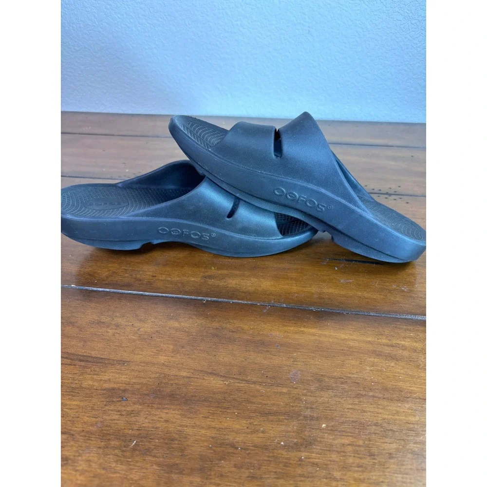 Oofos OOahh Sport Recovery Slides Mens‎ 9 Womens 11 Black Athletic Sandals